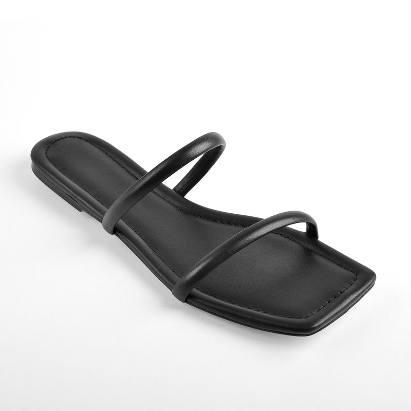Black Band Flat Sandals Mules – Onlymaker