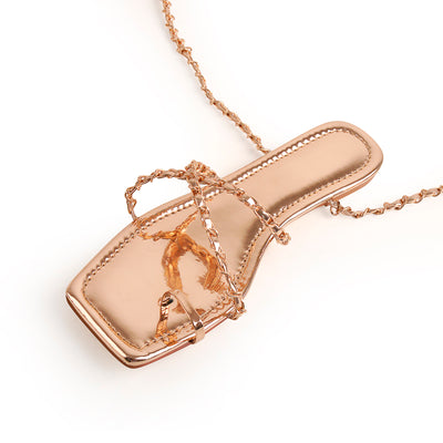 Rose Gold Metal Chain Flat Sandals