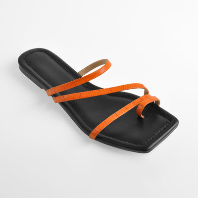 Orange Black Slipper Flat Sandals Mules