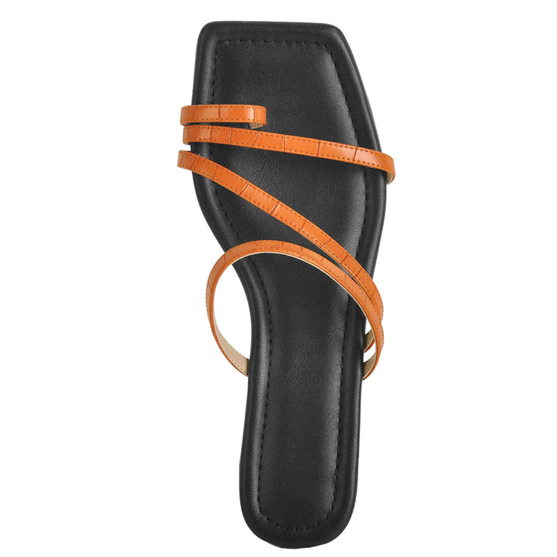 Orange Black Slipper Flat Sandals Mules