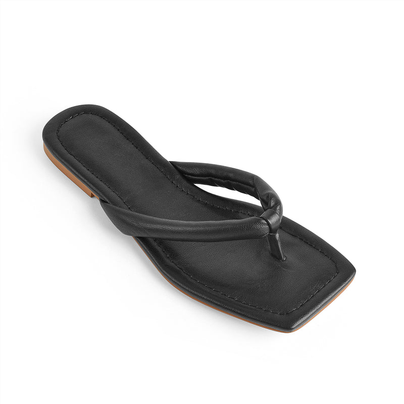Black Slipper Flat Sandals Mules
