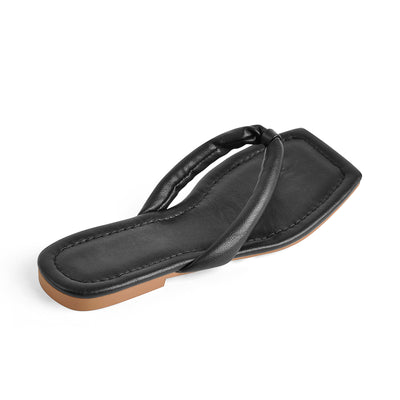 Black Slipper Flat Sandals Mules