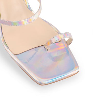 Square Toe Colorful Clear Chunky Heels Sandals