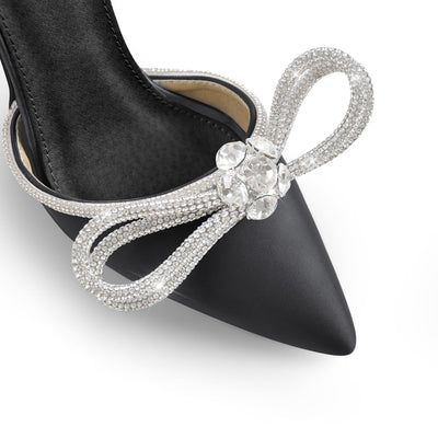 Rhinestone Bow Pointed Toe High Heel Sandals