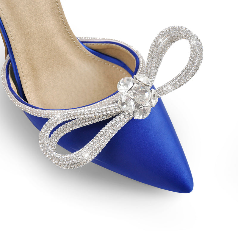 Rhinestone Bow Pointed Toe High Heel Sandals