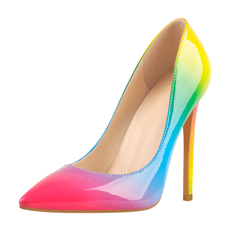 Rainbow Pointed Toe Stilettos Pumps