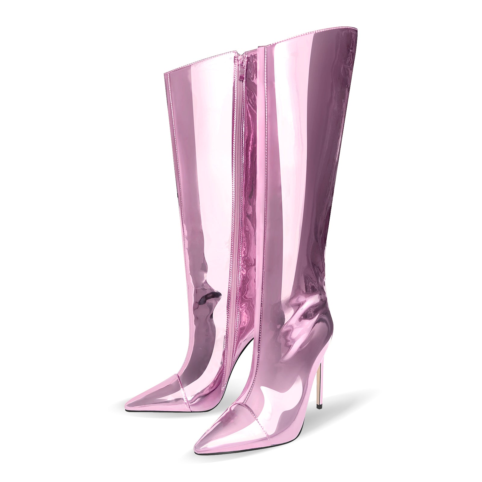 Pink Metallic Leather Stiletto Boots – Onlymaker