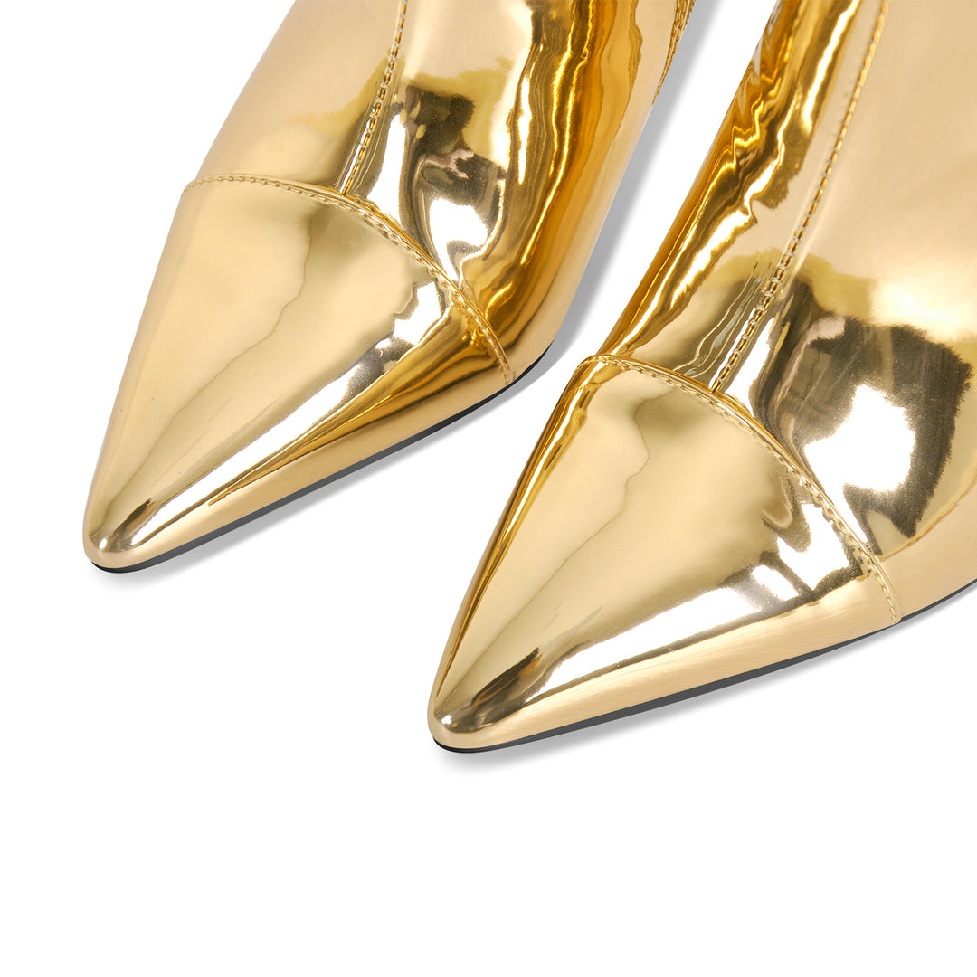 Metallic Leather Stiletto Knee High Boots – Onlymaker