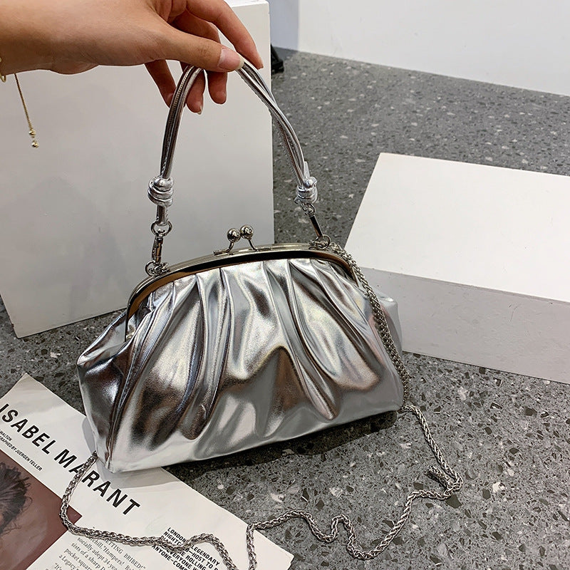 Silver Metallic Colore Crossbody Handbag