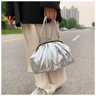 Silver Metallic Colore Crossbody Handbag