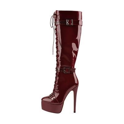 Platform Lace-Up High Heel Stiletto Over The Knee Boots