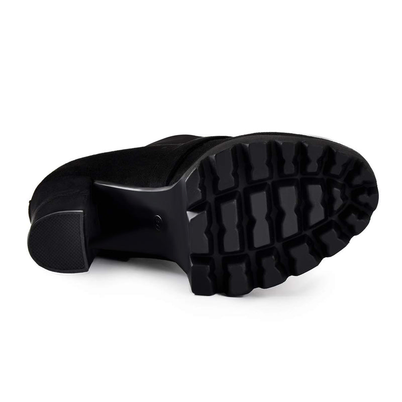 Black Heeled Work Boots Cool Booties â Onlymaker