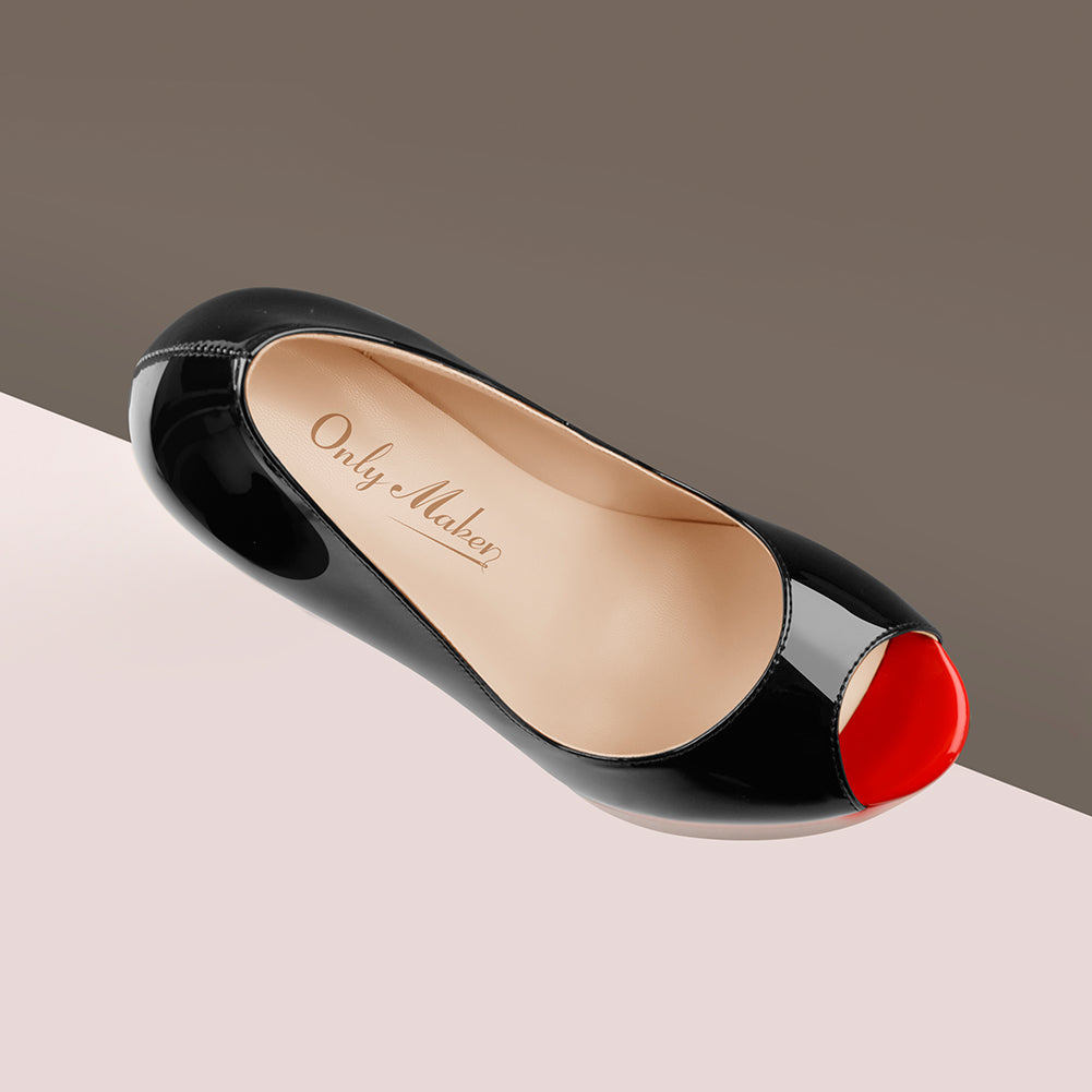 Black Peep Toe Double Platform Stiletto High Heel Pumps – Onlymaker