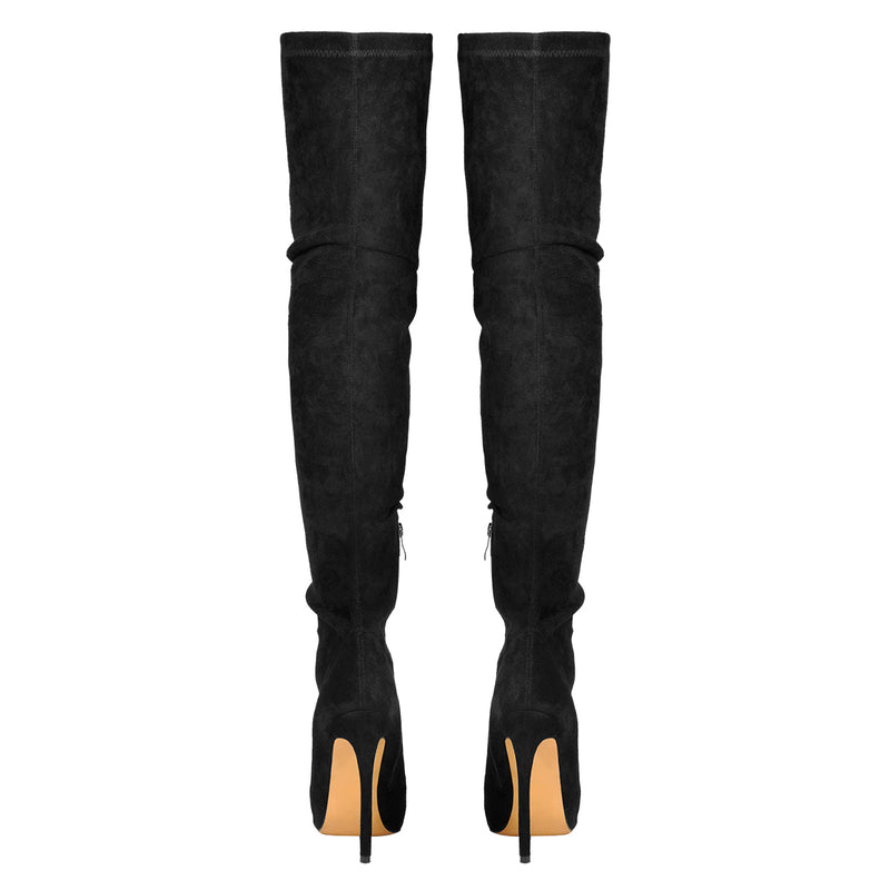 Stretch Over the Knee High Boots Pointed Toe Stiletto Booties – Onlymaker