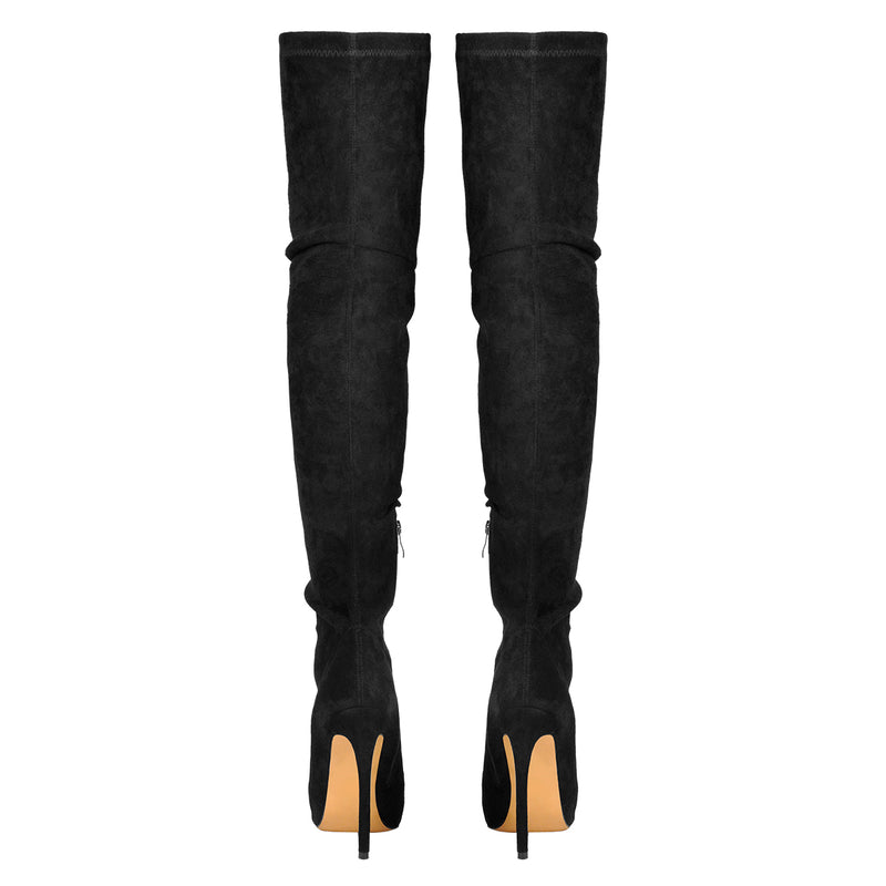 Stretch Over the Knee High Boots Pointed Toe Stiletto Booties