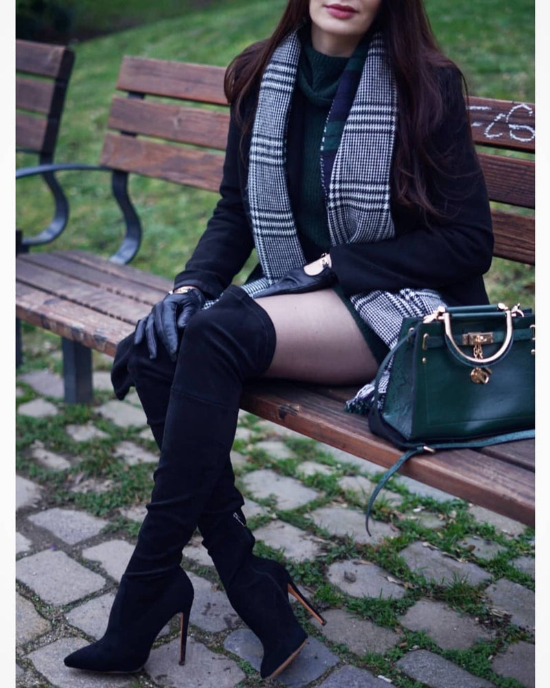 Stretch Over the Knee High Boots Pointed Toe Stiletto Booties