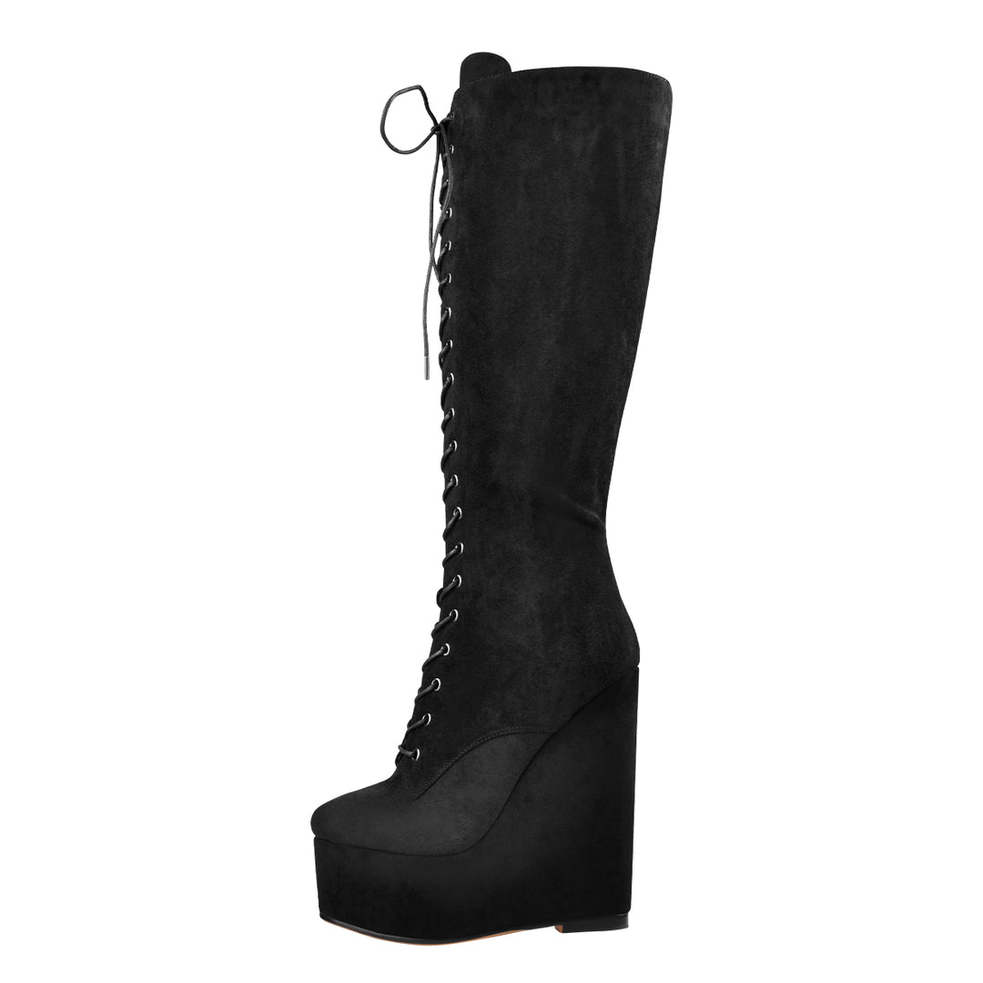 【THREE TO EIGHTY】PLATFORM MIDDLE FUR BOOTS / 追跡付 THREE TO EIGHTY PLATFORM MIDDLE FUR BOOTS BLACK