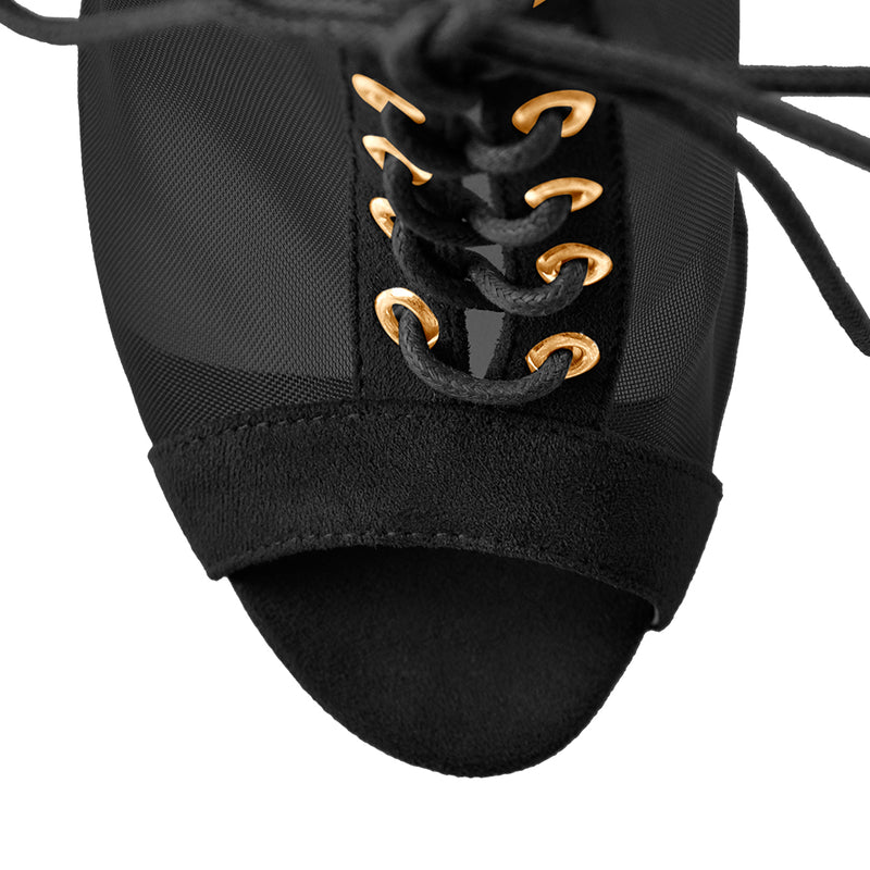 Platform Lace up Slingback Chunky Heel Ankle Buckle Mesh Sandals