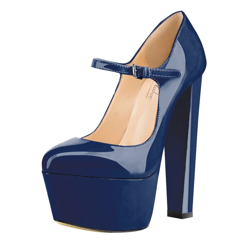 Mary Jane Round Toe Ankle Strap Platform Pumps – Onlymaker