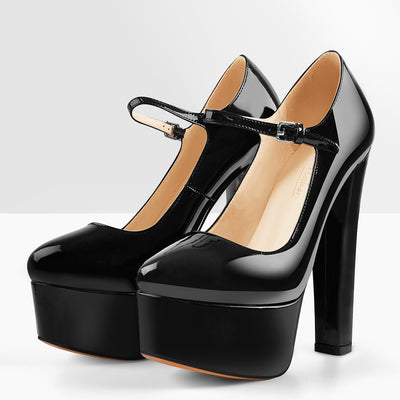 Mary Jane Round Toe Ankle Strap Platform Pumps – Onlymaker