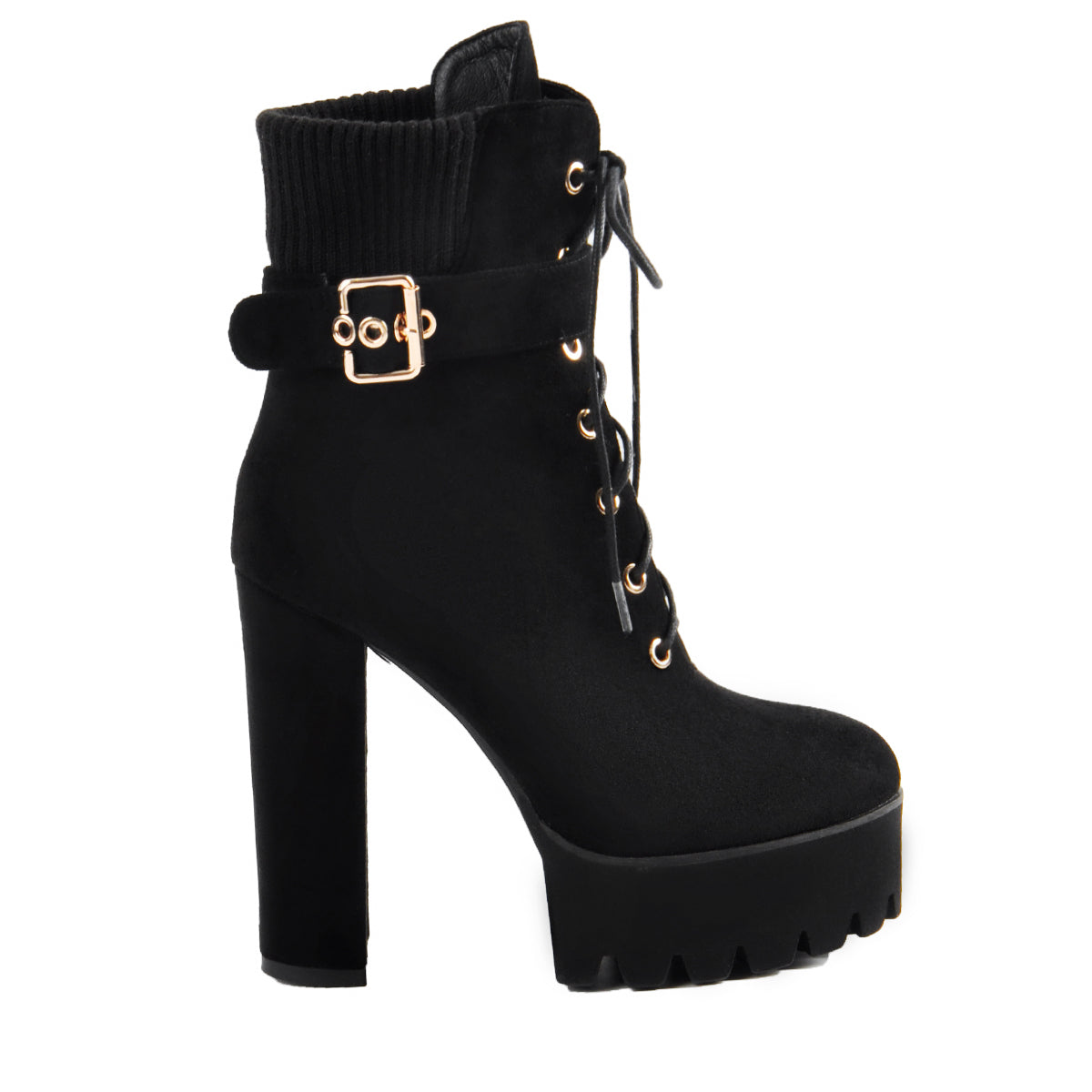 Only maker Women's Lace Up Platform Block Chunky Ankle Only maker Women's Lace Up Platform Block Chunky Ankle