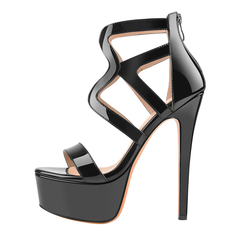 Platform Gladiator Cut Out Stilettos High Heels Sandals