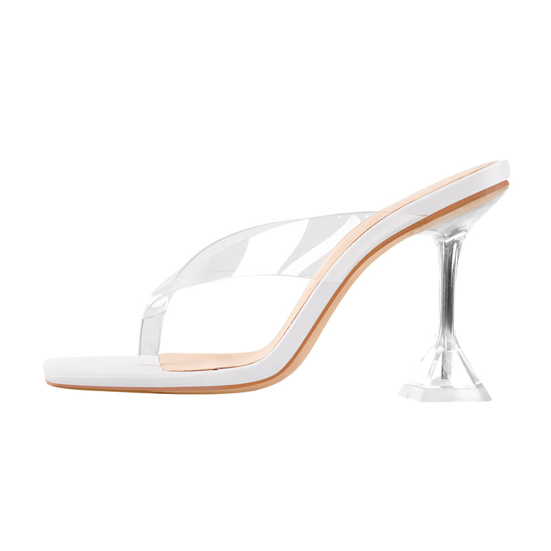 Square Toe Transparent Tapered High Heel Sandals – Onlymaker