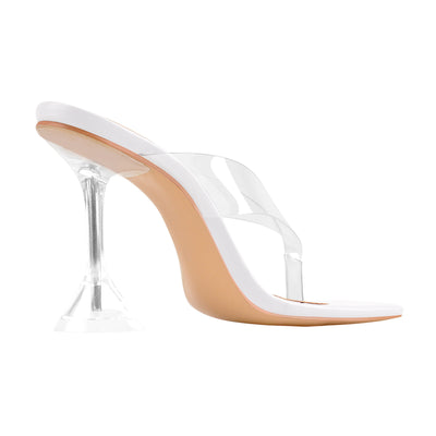 Square Toe Transparent Tapered High Heel Sandals