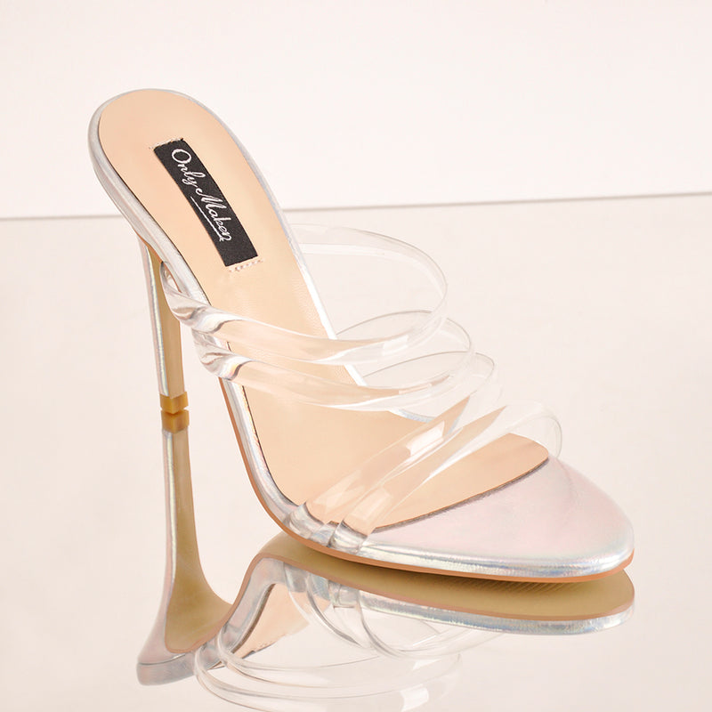 Colorful High Heel Clear Band Stiletto Sandals