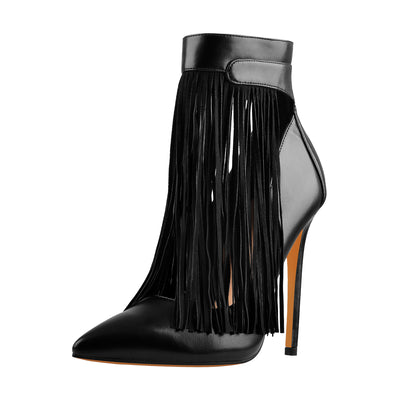 Fringe Pointed Toe Stiletto High Heels Ankle Pumps