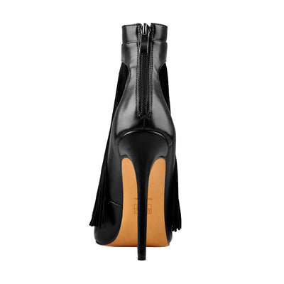 Fringe Pointed Toe Stiletto High Heels Ankle Pumps