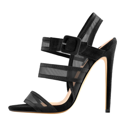 Mesh Straps Stiletto Buckle Strap Sandals – Onlymaker