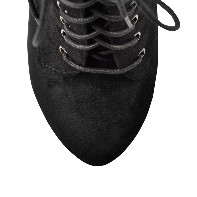 Black Suede Lace Up Platform Wedges Ankle Boots