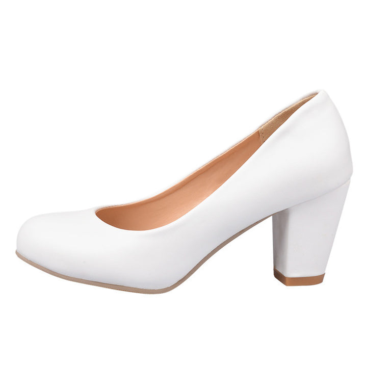 Daily Round Toe Chunky Heel Pumps – Onlymaker