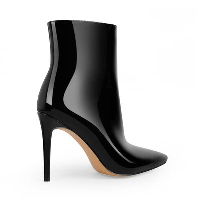 Pointed Toe Stiletto Patent Ankle Boots