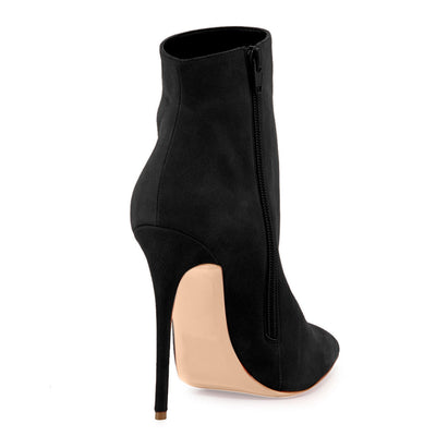 Suede Pointy Toe Stiletto High Heel Ankle Boots