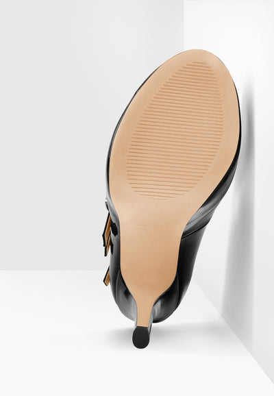 15cm Platform Round Toe Patent Black High Heel Stiletto Pumps