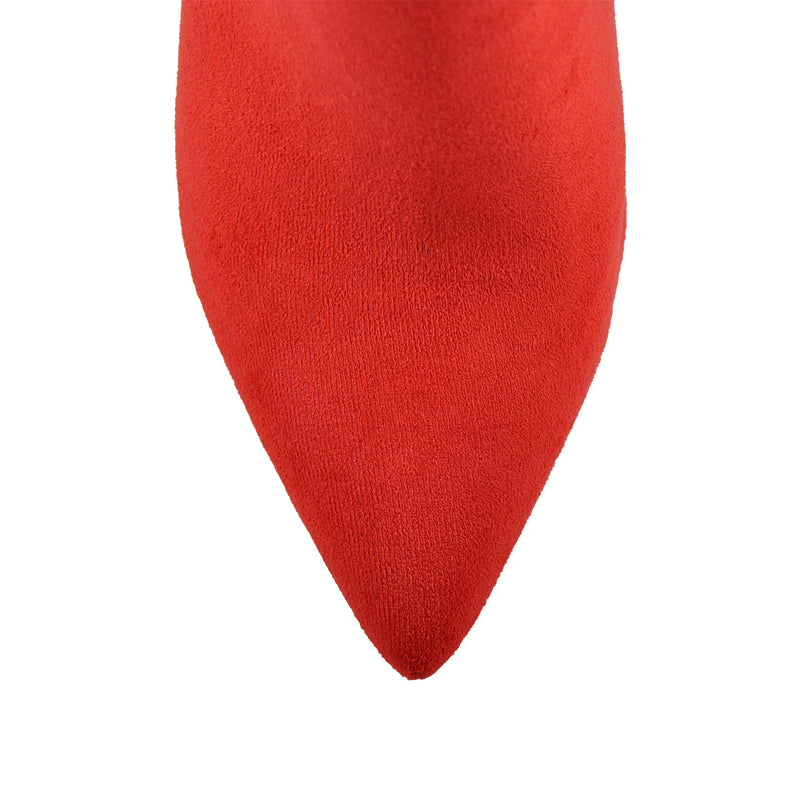 Red Suede Patent Leather Stitching Pointed Toe Ankle boots â Onlymaker