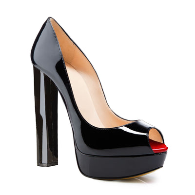 Peep Toe Platform Chunky High Heel Pumps