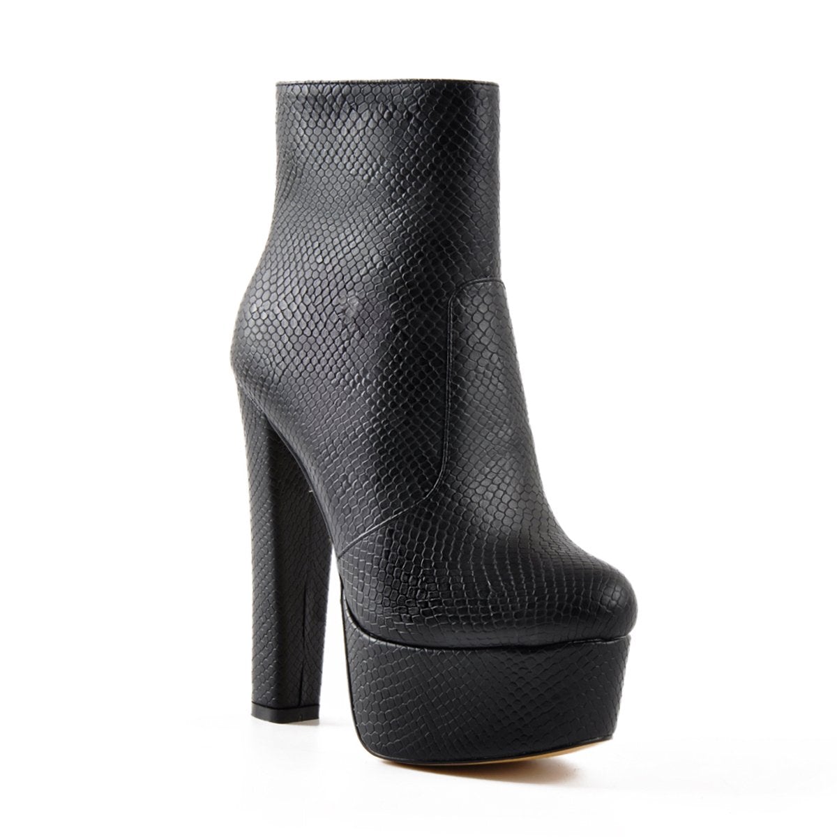 Black Platform Round Toe Chunky Heel Ankle Boots – Onlymaker