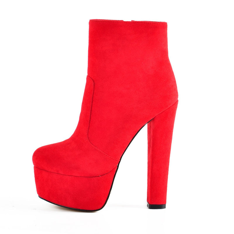 Suede Platform Chunky Heel Elastic Ankle Boots