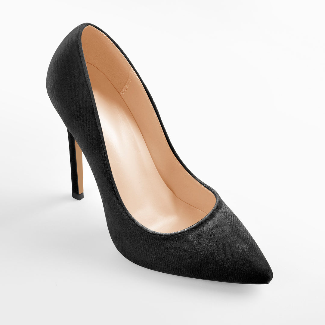 エルゴラ Pointed Toe Stiletto Slip-On Black Velvet Pumps – Onlymaker