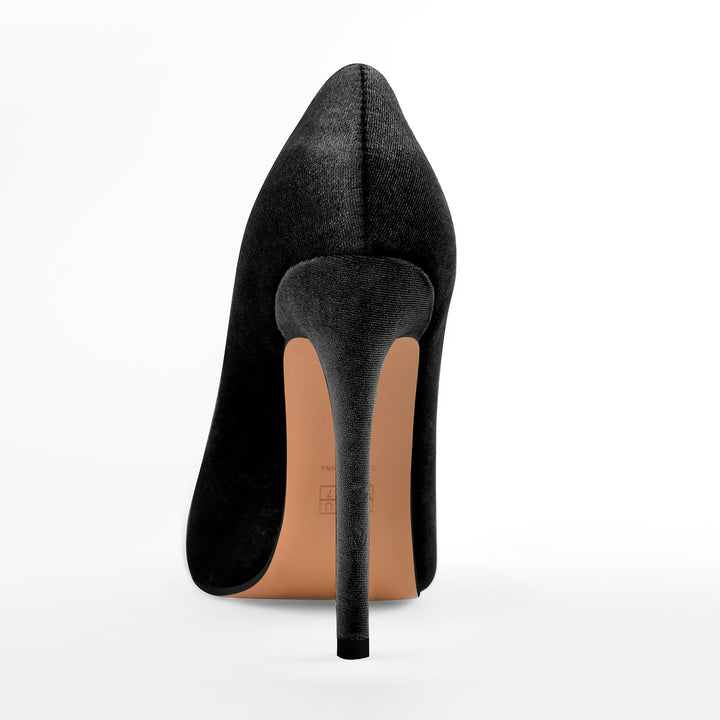 エルゴラ Pointed Toe Stiletto Slip-On Black Velvet Pumps – Onlymaker