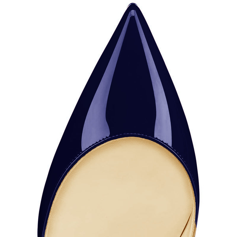 Dark Blue Basic Pumps Pointed Toe Chunky Heel