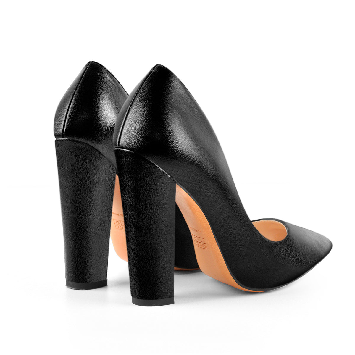 Only Maker Black Pointed Toe Chunky Block Heel Pumps
