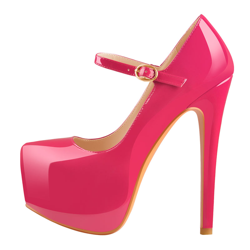 Mary Jane Platform Red Pointed Toe Stiletto High Heels Pumps