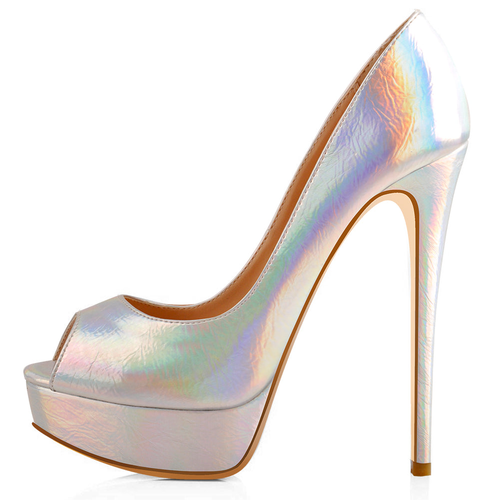 Steve Madden Holo Holographic High Heels Size 8.5M Black Interior | eBay