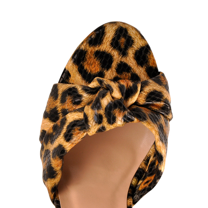 Platform Open Toe Leopard Print Ankle Strap Block Chunky Sandals