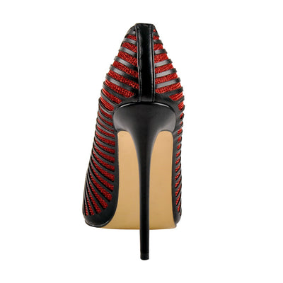 Black Red Silver Yellow Basic Pumps Pointed Toe Stilettos