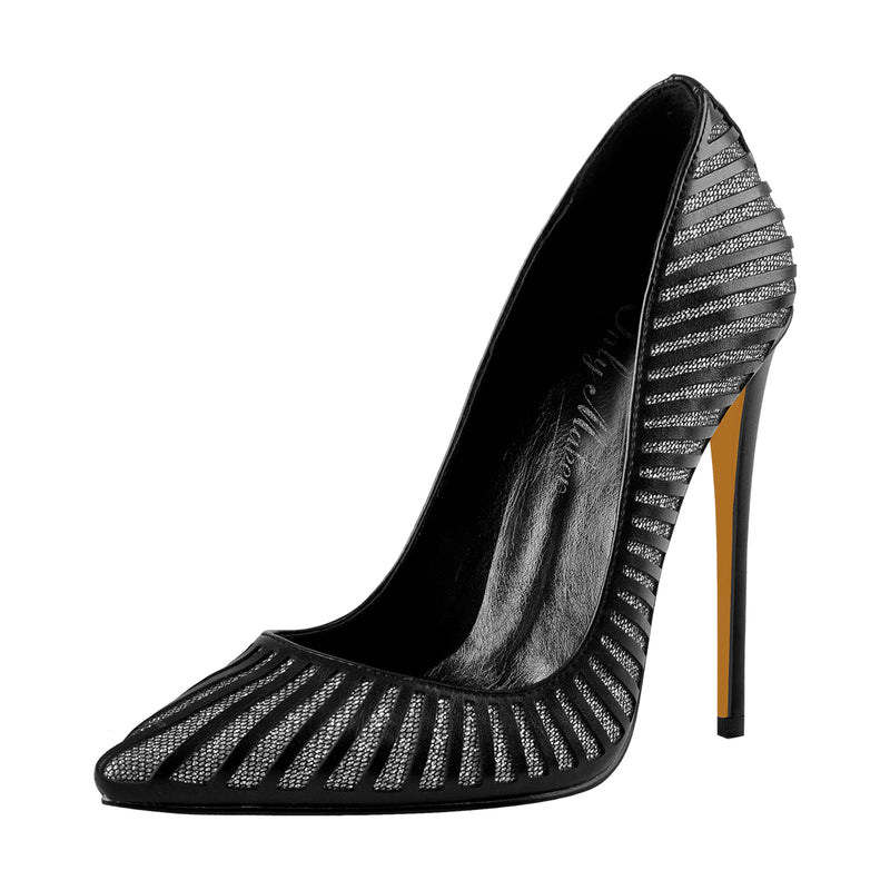 Black Red Silver Yellow Basic Pumps Pointed Toe Stilettos